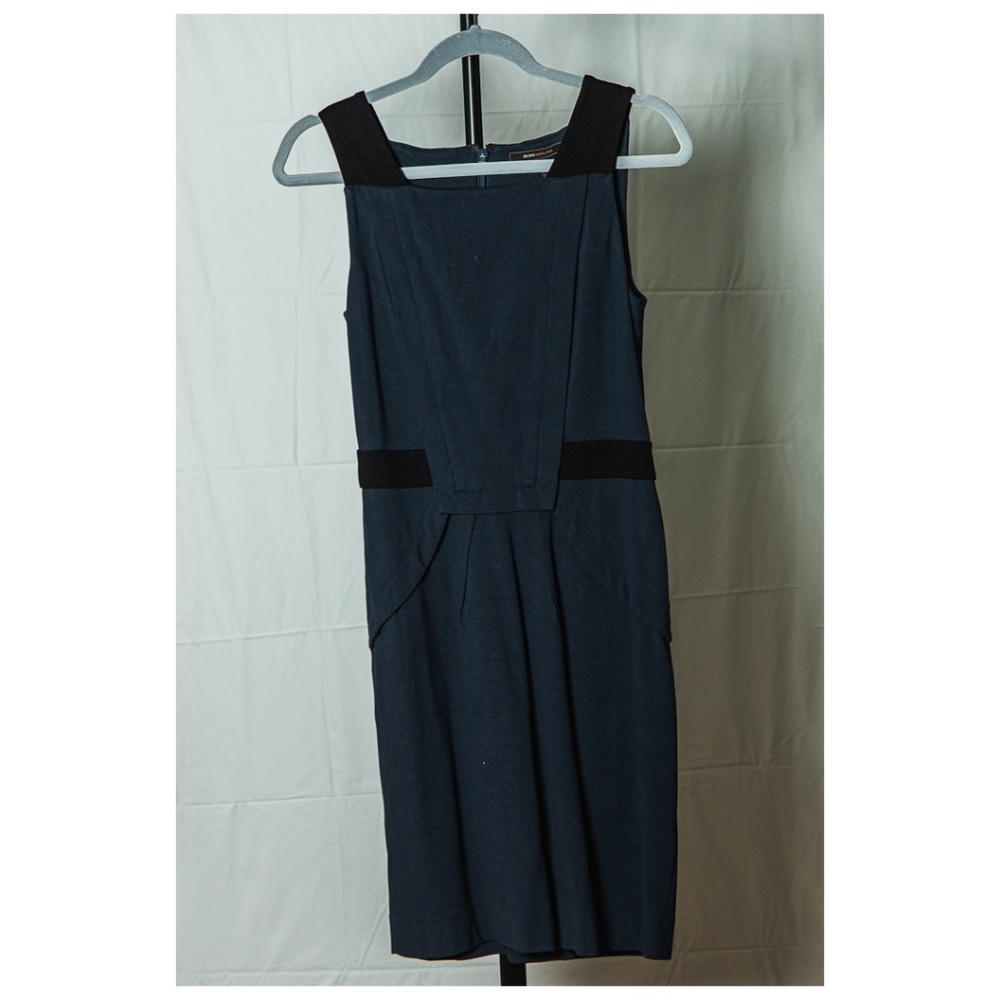 BCBGMaxAzria - Navy Blue Sheath w/ Black Accents